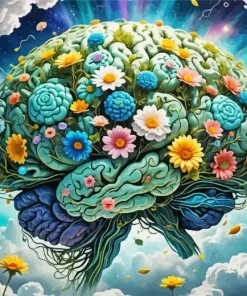 Brain With Flowers Diamond Painting