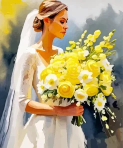 Bride Holding Flowers Diamond Painting