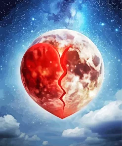 Broken Heart Moon Diamond Painting
