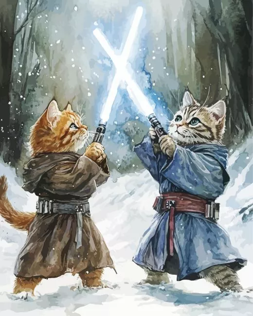 cats fighting Diamond With Numbers Cats Fighting Diamond Painting