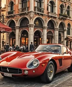 Cherry Red Vintage Ferrari Car Diamond Painting
