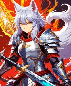 Female Kitsune Warrior Art Diamond Painting