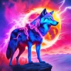 Fire Neon Wolf Art Diamond Painting