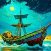 Fishing Boat Van Gogh Style Diamond Painting