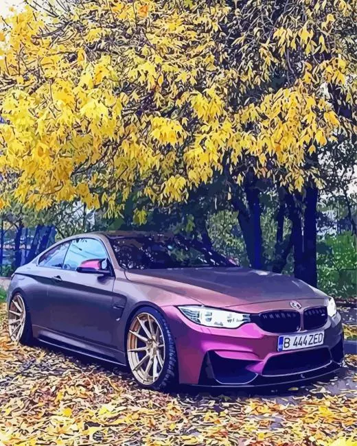 flat purple car art Diamond By Numbers Flat Purple Car Art Diamond Painting
