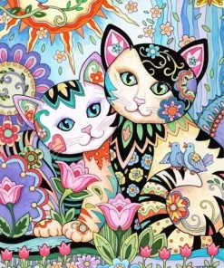 Floral Kittens Diamond Painting