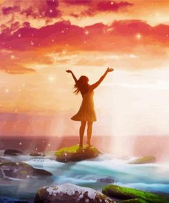 Girl Watching The Sunrise Diamond Painting