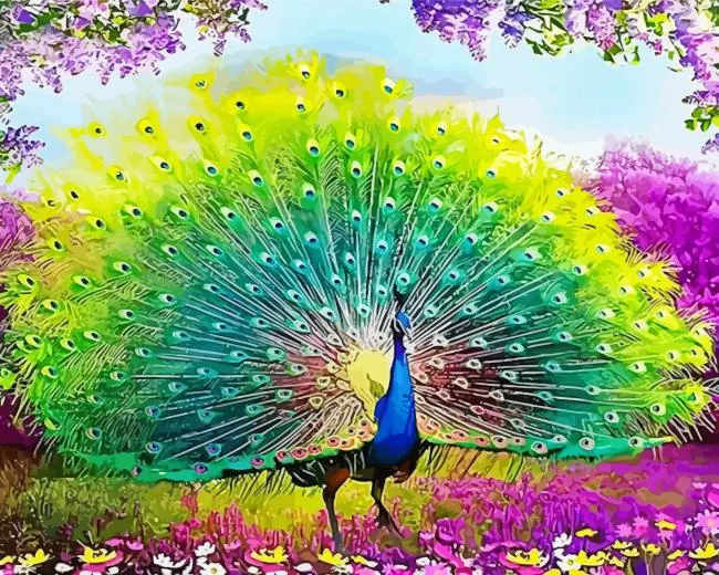 green peacock Diamond Paints Green Peacock Diamond Painting