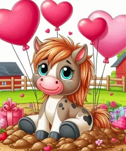 Horse And Balloons Diamond Painting