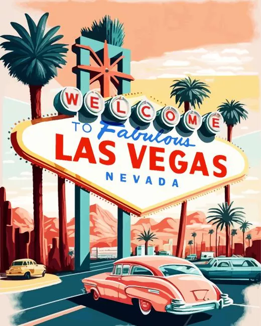 las vegas poster Diamond With Numbers Las Vegas Poster Diamond Painting