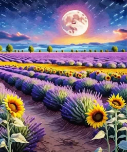 Lavenders And Sunflowers Diamond Painting
