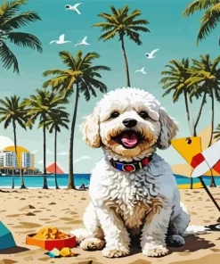 Maltipoo Dog In The Beach Diamond Painting