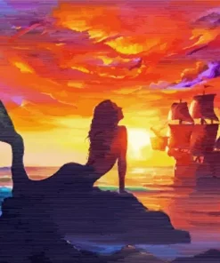 Mermaid Sunset Silhouette Diamond Painting