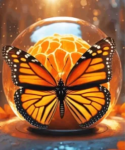 Orange Monarch Butterfly Diamond Painting