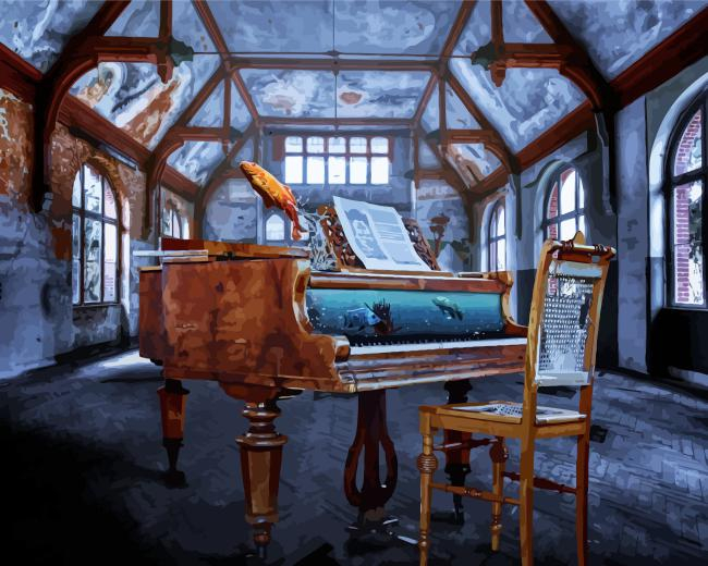 piano in aquarium Diamond By Numbers Piano In Aquarium Diamond Painting