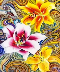 Pink And Yellow Flowers Diamond Painting