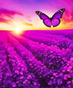 Purple Butterfly Sunset Diamond Painting