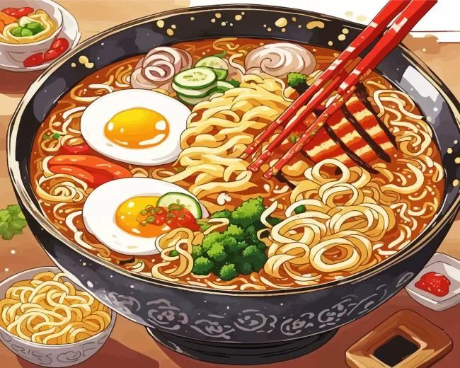 ramen bowl Diamond With Numbers Ramen Bowl Diamond Painting