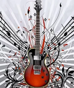 Red Guitar Diamond Painting