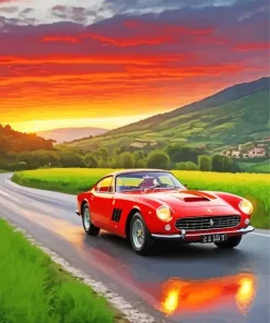 Red Vintage Ferrari Car Art Diamond Painting