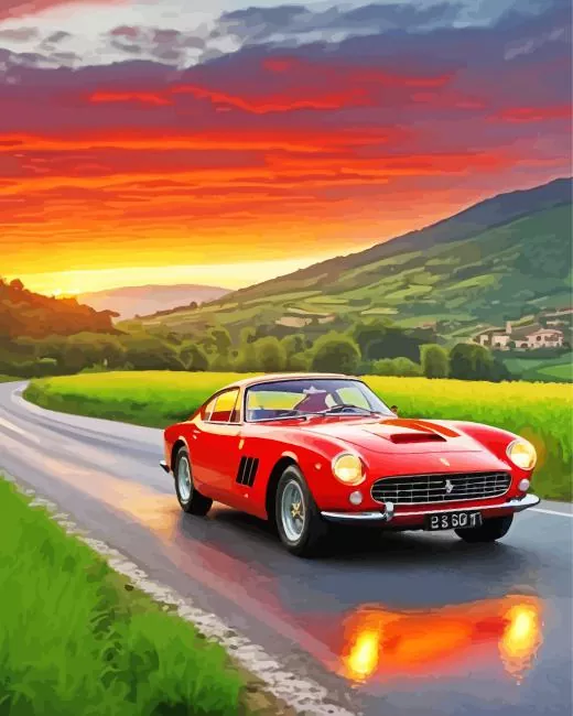 red vintage ferrari car art Diamond Paints Red Vintage Ferrari Car Art Diamond Painting