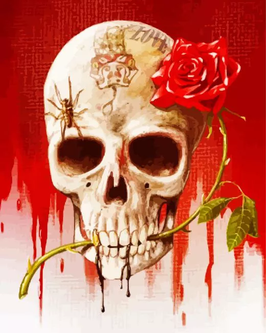 skull and red rose Diamond Dotz Skull And Red Rose Diamond Painting