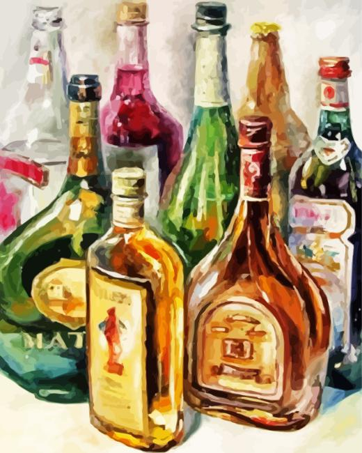 vintage bottles Diamond By Numbers Vintage Bottles Diamond Painting