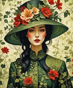 Woman Wearing Elegant Hat Diamond Painting