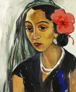 Woman With A Hibiscus By Irma Stern Diamond Painting