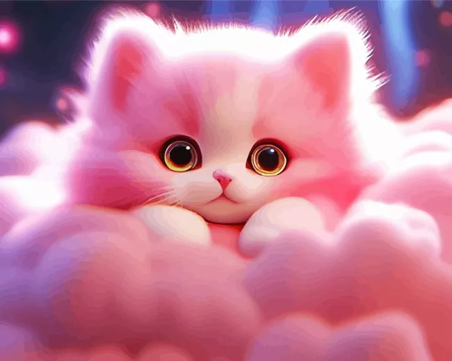 Adorable pink cat Diamond Paints Adorable Pink Cat Diamond Painting