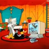 Daffy Duck And Bugs Bunny Watching Tv Diamond Painting