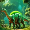 Green brontosaurus In Jungle Diamond Painting