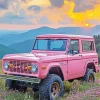 Pink Ford Bronco At Sunset Diamond Painting