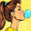 Pop Art Girl Blue Bubble Gum Diamond Painting