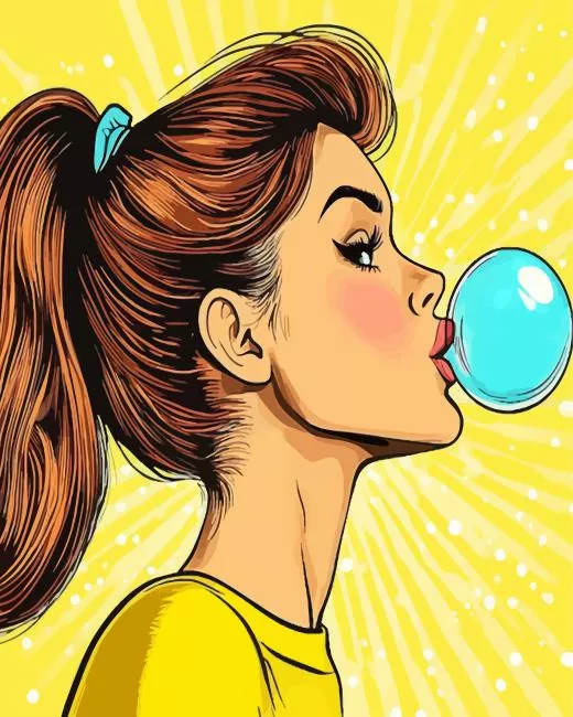 Pop Art Girl Blue Bubble Gum Diamond Paintings Pop Art Girl Blue Bubble Gum Diamond Painting
