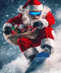 Santa Skiing Diamond Painting