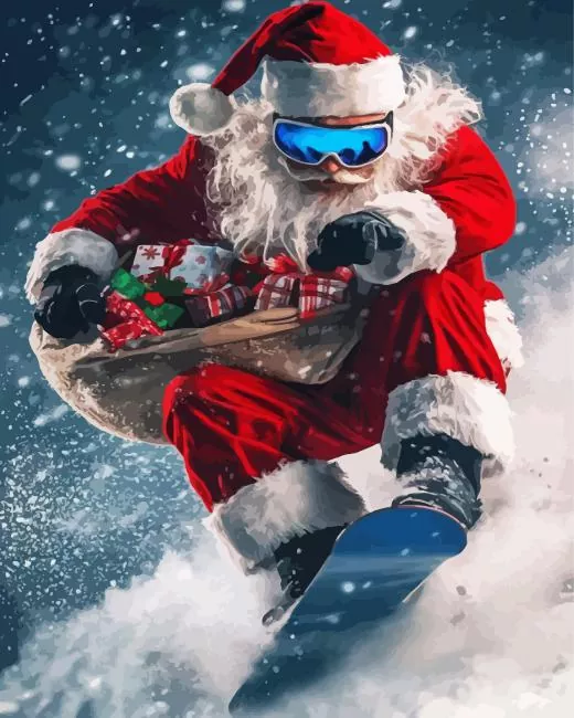 Santa Skiing Diamond By Numbers Santa Skiing Diamond Painting