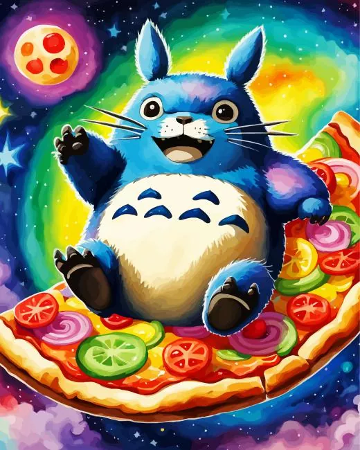 Totoro's Space Pizza Ride Diamond By Numbers Totoros Space Pizza Ride Diamond Painting