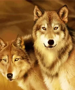 Two Brown Wolves Diamond Painting