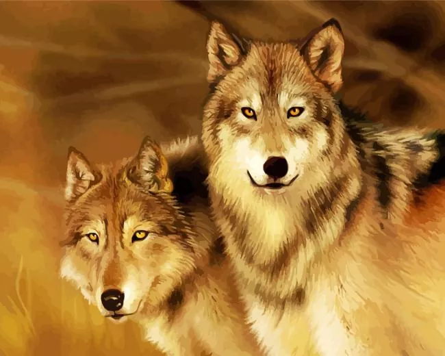 Two Brown Wolves Diamond Paintings Two Brown Wolves Diamond Painting