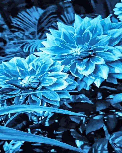 blue dahlia flower Diamond By Numbers Blue Dahlia Flower Diamond Painting