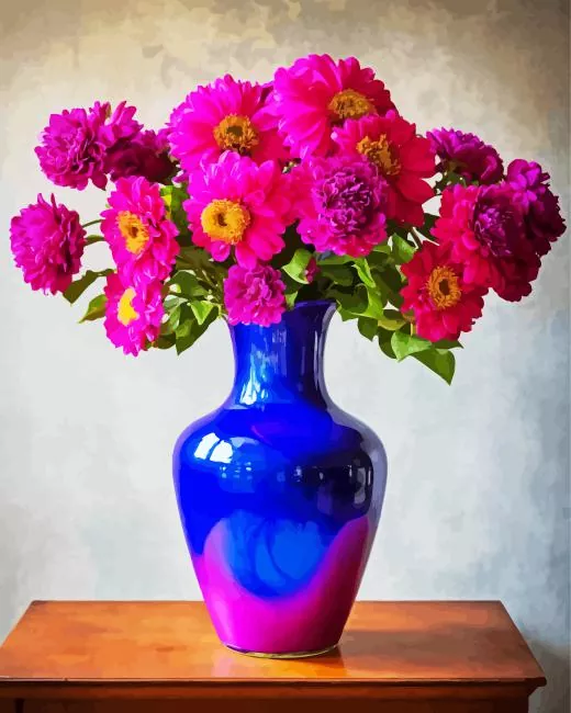 blue glass vase Diamond With Numbers Blue Glass Flowers Vase Diamond Painting