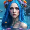 Blue Haired Flowers Diamond Painting