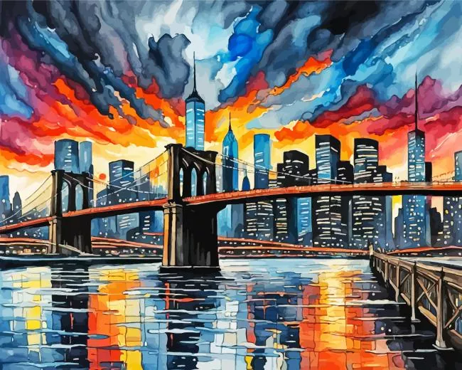 brooklyn skyline art Diamond Painst Brooklyn Skyline Art Diamond Painting