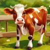 Brown And White Baby Cow Diamond Painting
