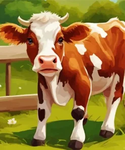Brown And White Baby Cow Diamond Painting