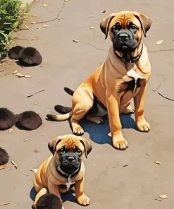 Brown Bull Mastiff Puppies Diamond Painting