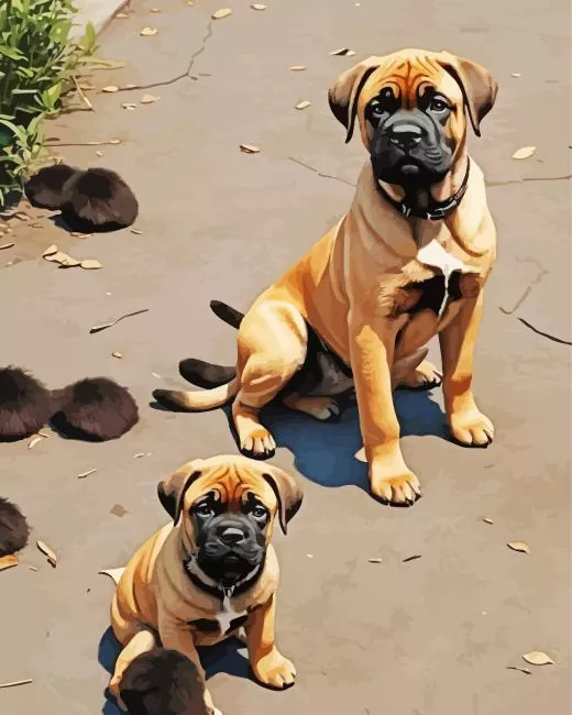 brown bull mastiff puppies Diamond By Numbers Brown Bull Mastiff Puppies Diamond Painting