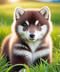 Brown Fluffy Husky Diamond Painting