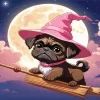 Brown Pug Puppy Wizard Diamond Painting